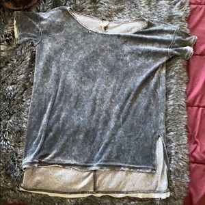 Free People Velvet Gray High Low shirt